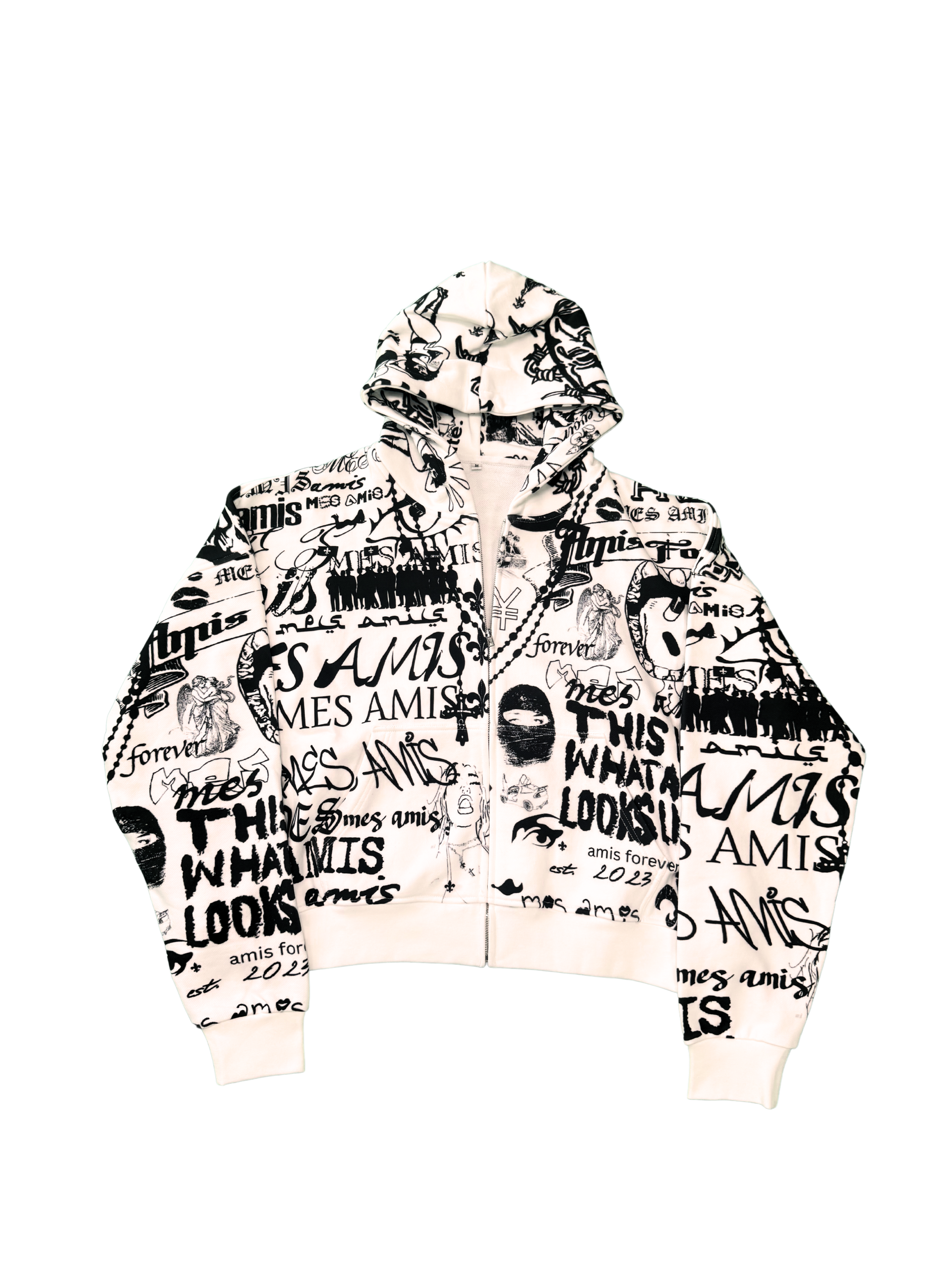 White "Graffiti" Mes Amis Hoodie